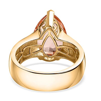 Morganique Quartz (Triplet) Wide Shank Solitaire Ring in 18K Vermeil Yellow Gold Over Sterling Silver (Size 10.0) 5.35 ctw
