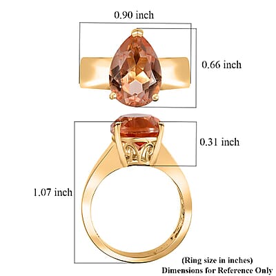 Morganique Quartz (Triplet) Wide Shank Solitaire Ring in 18K Vermeil Yellow Gold Over Sterling Silver (Size 10.0) 5.35 ctw