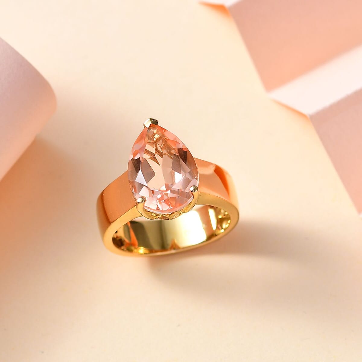 Morganique Quartz Solitaire Ring in 18K Vermeil YG Over Sterling Silver (Size 7.0) 5.35 ctw image number 1