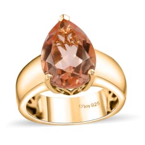 Morganique Quartz (Triplet) Wide Shank Solitaire Ring in 18K Vermeil Yellow Gold Over Sterling Silver (Size 8.0) 5.35 ctw