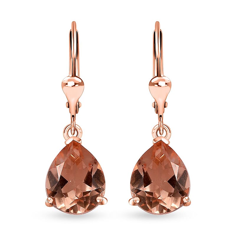Morganique Quartz (Triplet) Lever Back Earrings in 18K Vermeil Rose Gold Over Sterling Silver 6.90 ctw