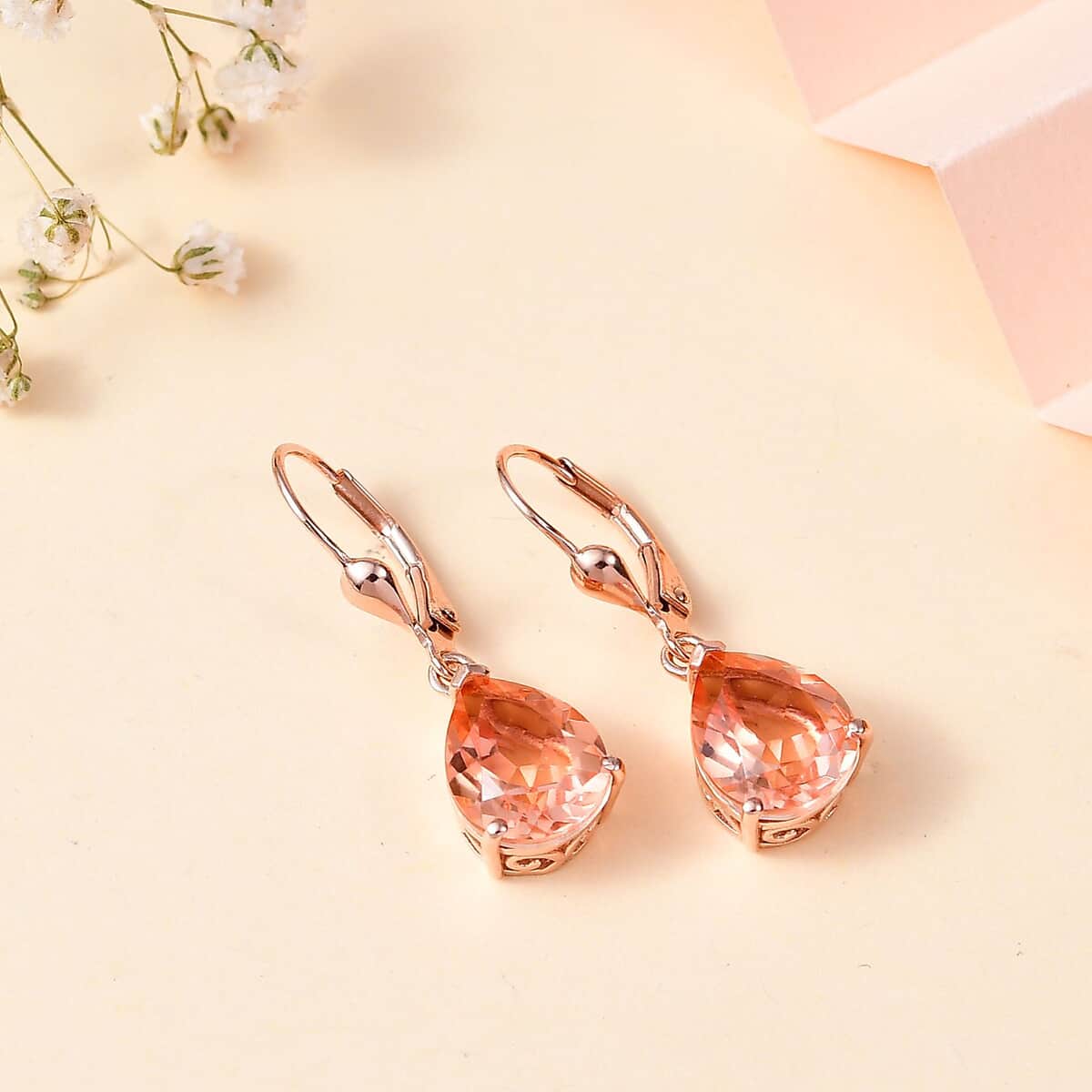 Morganique Quartz (Triplet) Lever Back Earrings in 18K Vermeil Rose Gold Over Sterling Silver 6.90 ctw image number 1