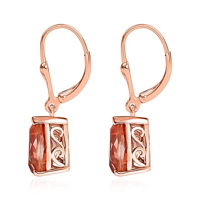 Morganique Quartz (Triplet) Lever Back Earrings in 18K Vermeil Rose Gold Over Sterling Silver 6.90 ctw