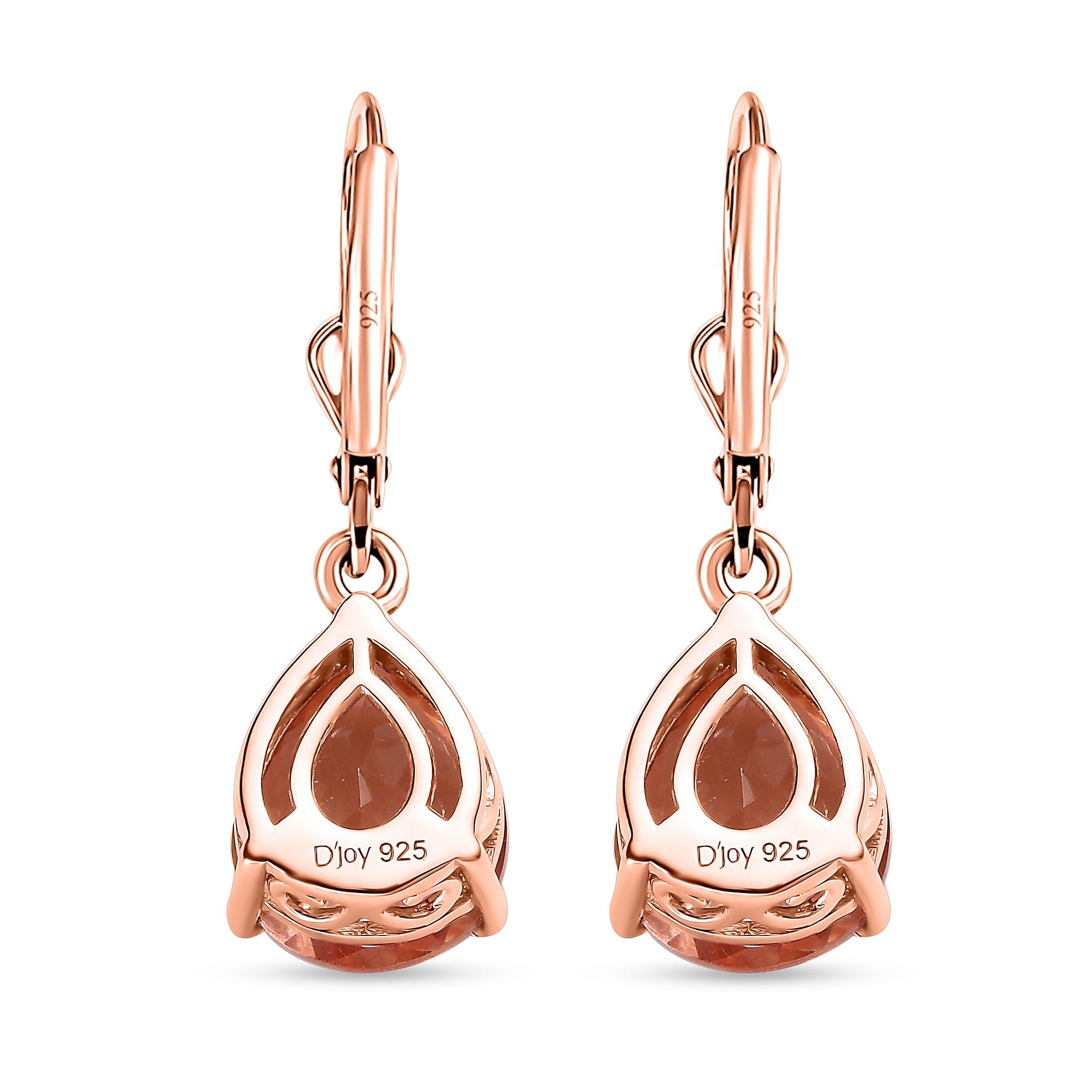 Morganique Quartz (Triplet) Lever Back Earrings in 18K Vermeil Rose Gold Over Sterling Silver 6.90 ctw