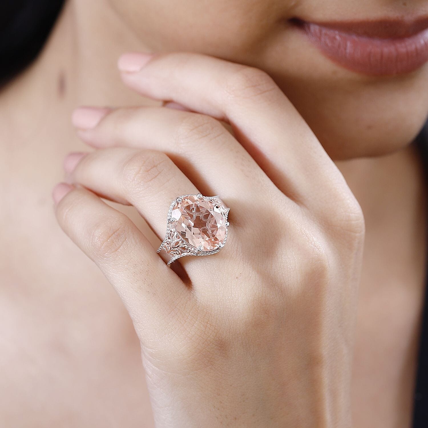 Karis Morganique Quartz (Triplet) Solitaire Ring in 18K YG Plated and Platinum Bond (Size 10.0) 9.40 ctw
