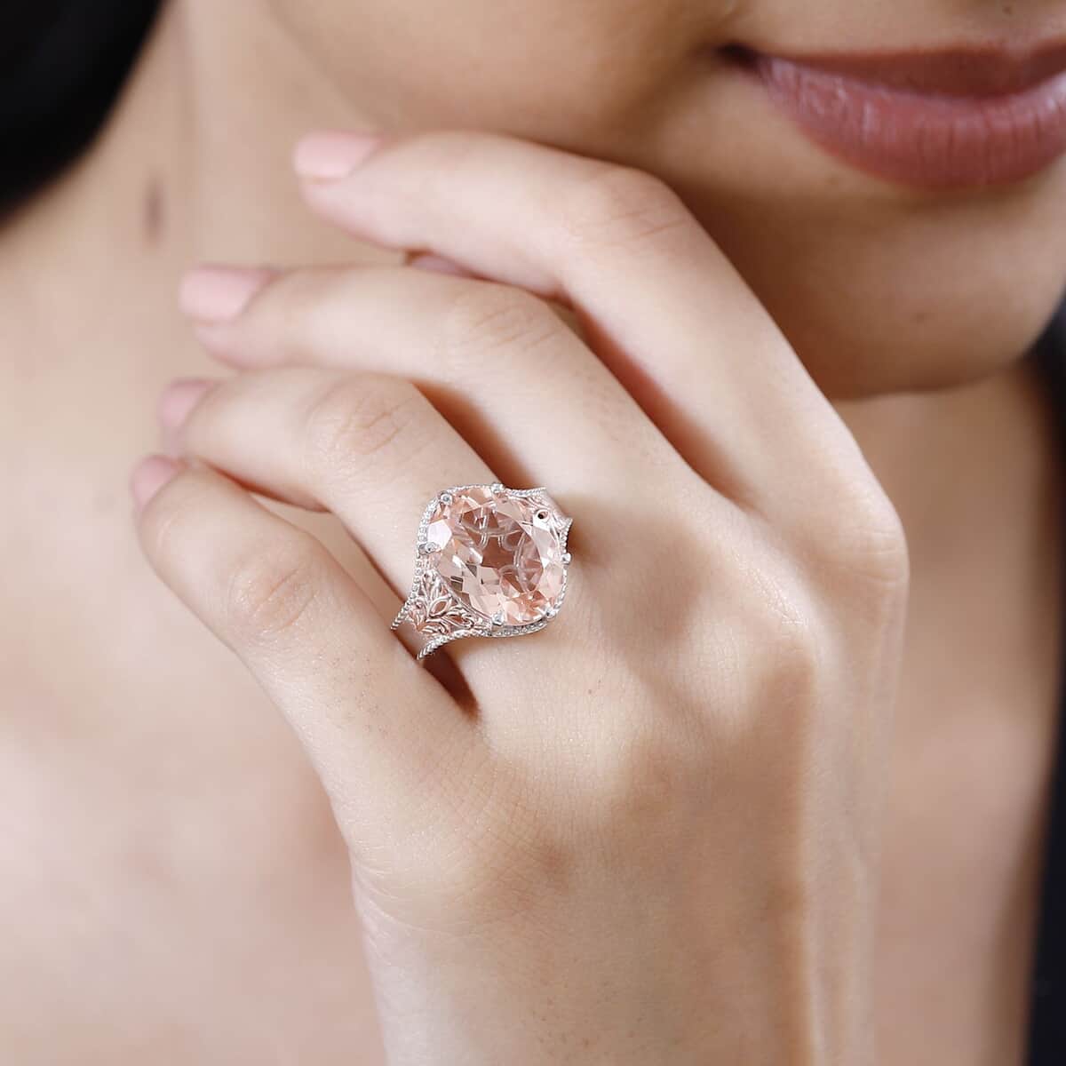 Karis Morganique Quartz (Triplet) Solitaire Ring in 18K YG Plated and Platinum Bond (Size 10.0) 9.40 ctw image number 2