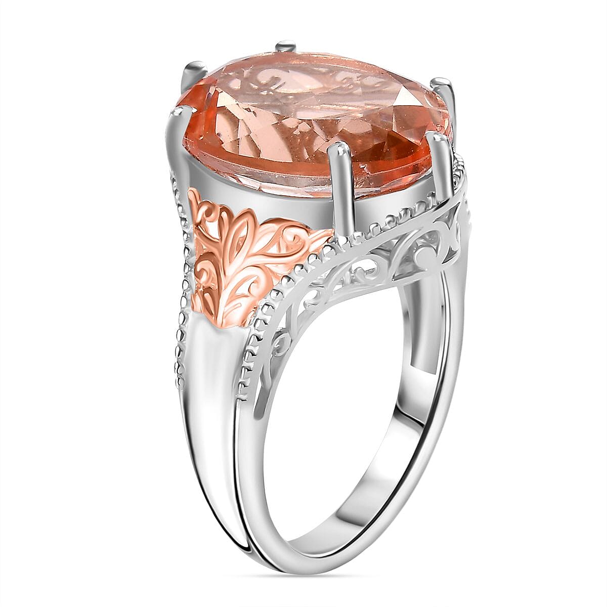 Karis Morganique Quartz (Triplet) Solitaire Ring in 18K YG Plated and Platinum Bond (Size 10.0) 9.40 ctw