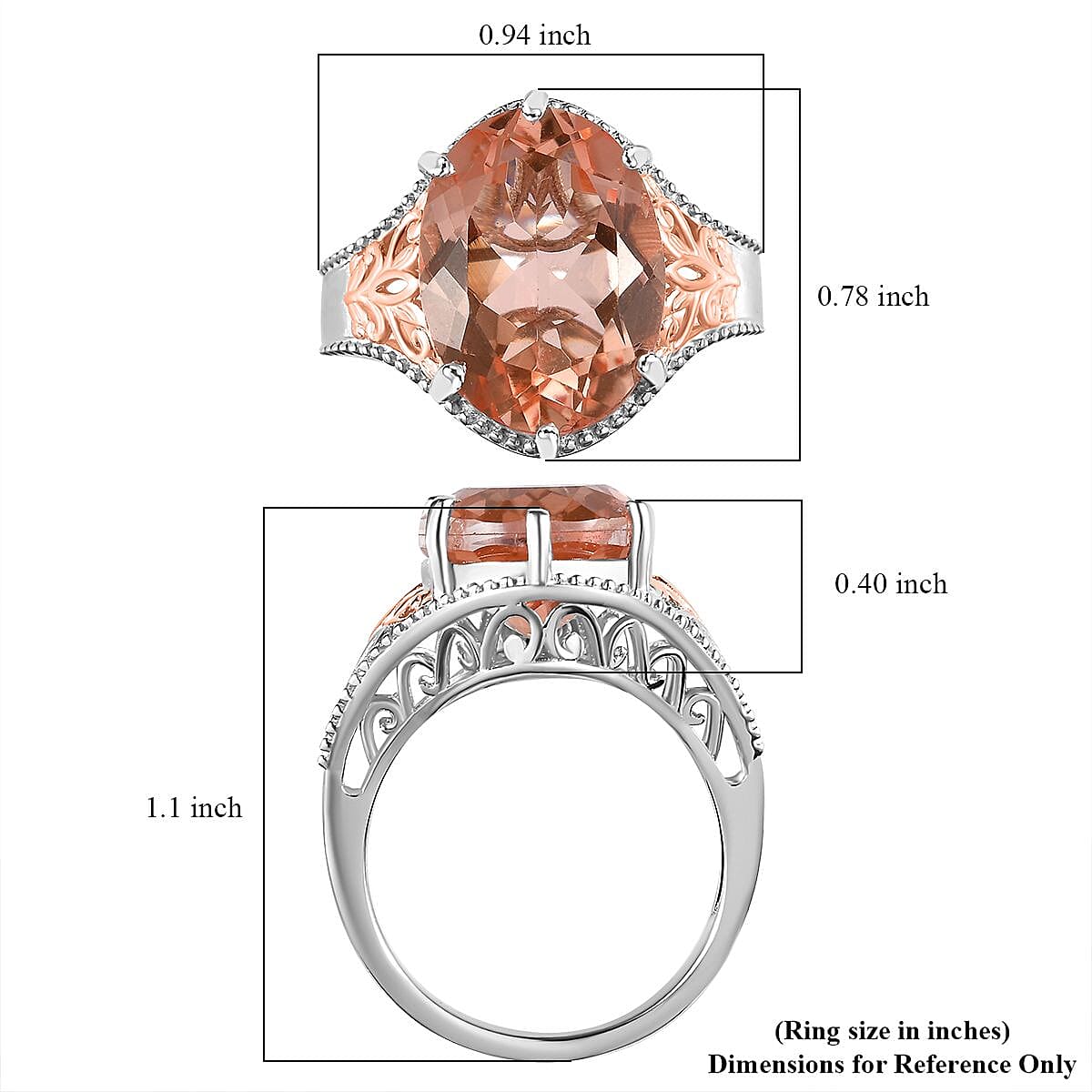 Karis Morganique Quartz (Triplet) Solitaire Ring in 18K YG Plated and Platinum Bond (Size 10.0) 9.40 ctw