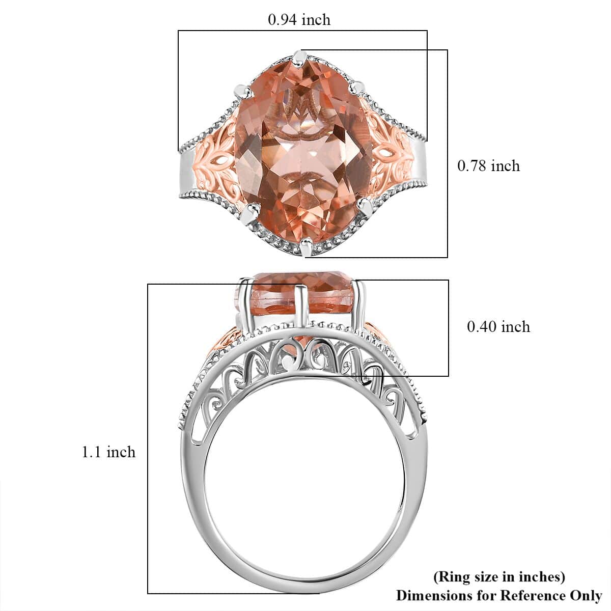 Karis Morganique Quartz (Triplet) Solitaire Ring in 18K YG Plated and Platinum Bond (Size 10.0) 9.40 ctw image number 5