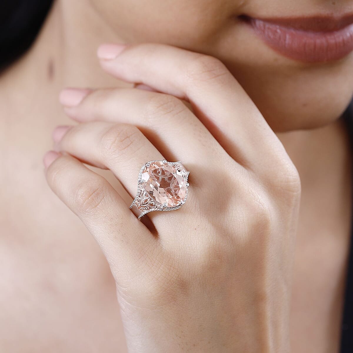 Karis Morganique Quartz (Triplet) Solitaire Ring in 18K YG Plated and Platinum Bond (Size 8.0) 9.40 ctw image number 2