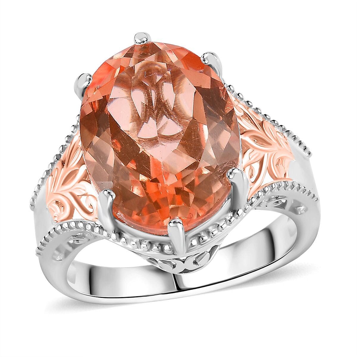 Karis Morganique Quartz (Triplet) Solitaire Ring in 18K YG Plated and Platinum Bond (Size 9.0) 9.40 ctw image number 0