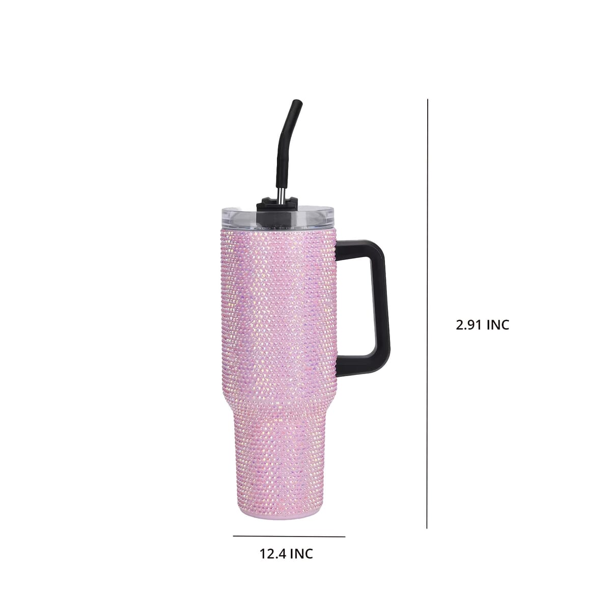 Pink Crystal Double Walled Water Bottle with Straw 40 oz image number 9