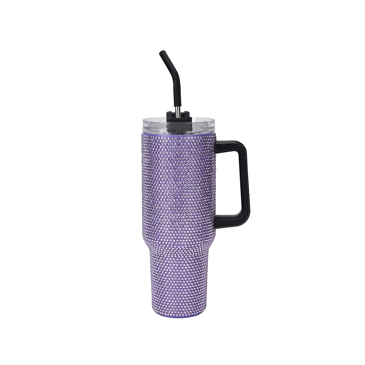 Purple Crystal Double Walled Water Bottle with Straw 40 oz image number 0