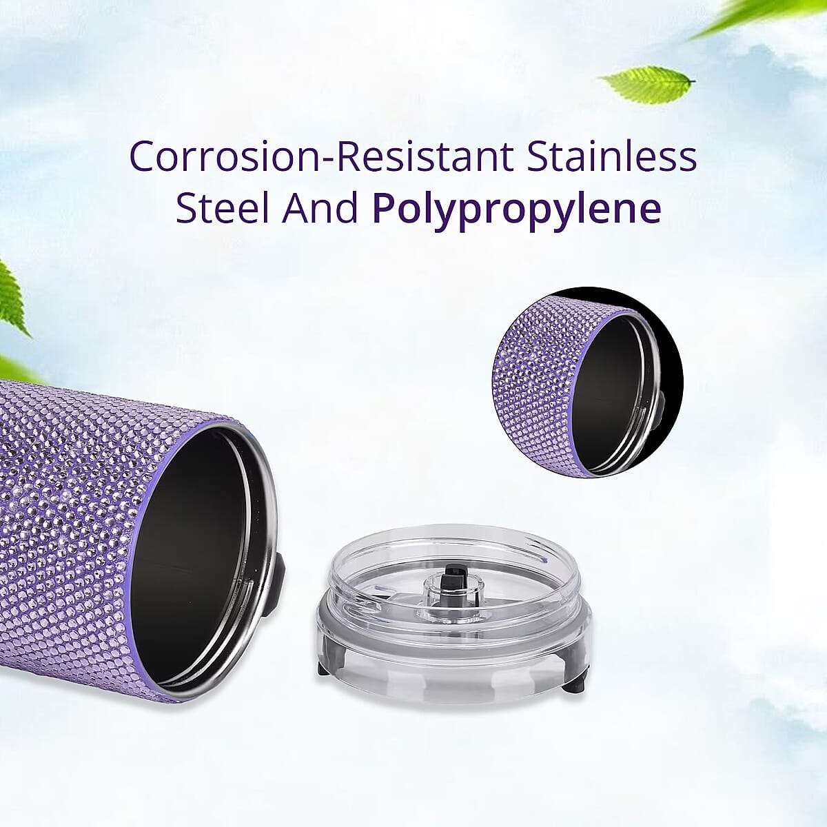 Purple Crystal Double Walled Water Bottle with Straw 40 oz image number 7