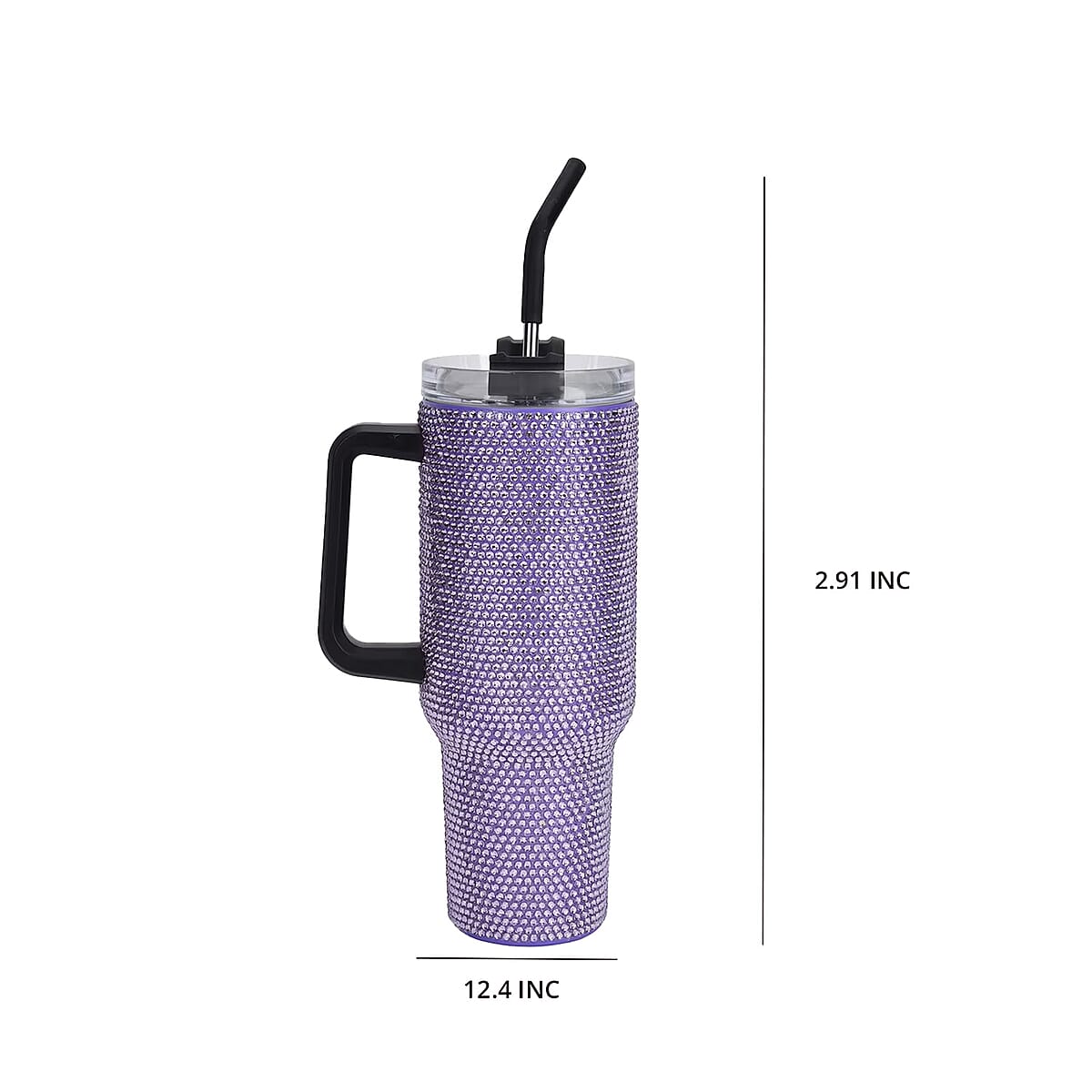Purple Crystal Double Walled Water Bottle with Straw 40 oz image number 9