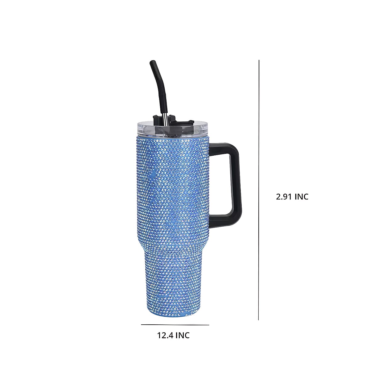 Blue Crystal Double Walled Water Bottle with Straw 40 oz image number 9