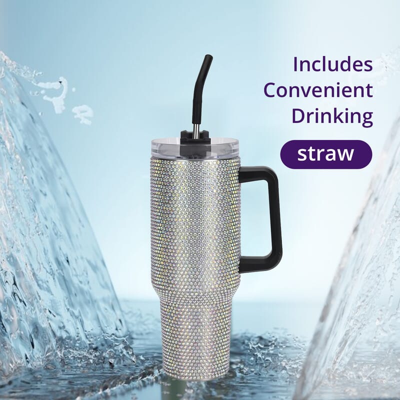 Crystal Water Bottle with Straw