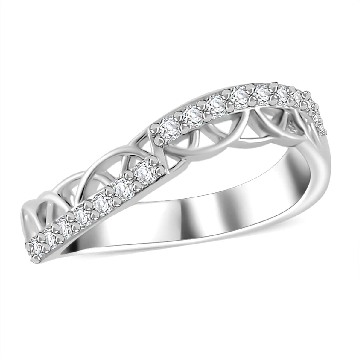 Simulated Diamond Ring in Silvertone (Size 10.0) image number 0