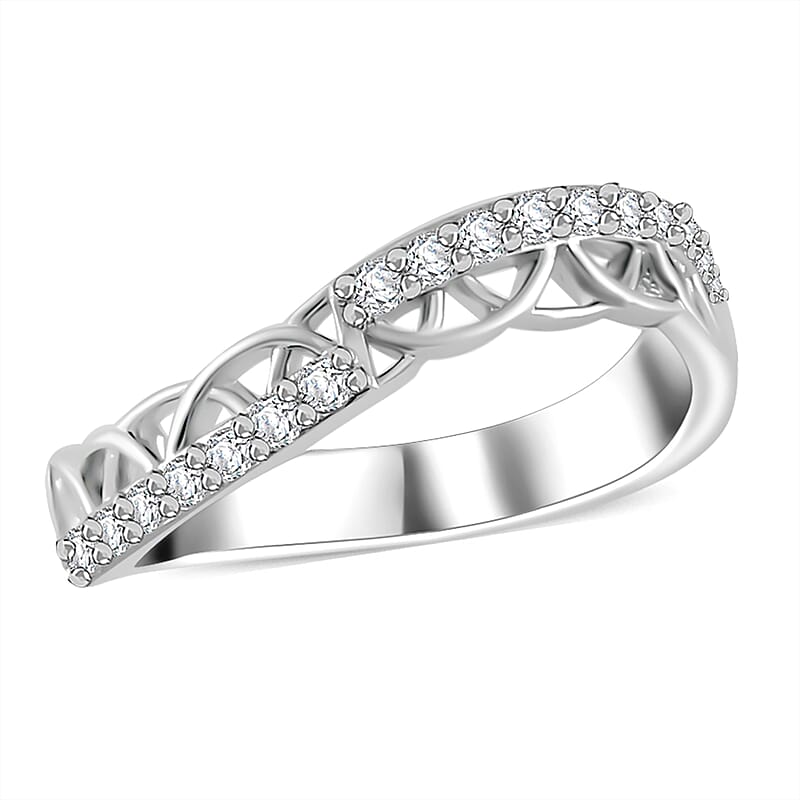 Simulated Diamond Ring in Silvertone (Size 10.0)