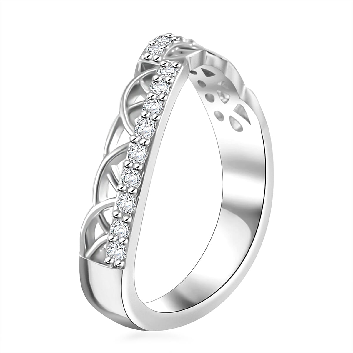 Simulated Diamond Ring in Silvertone (Size 10.0)