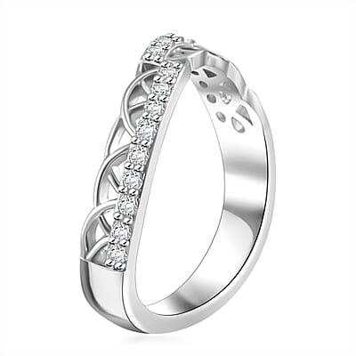 Simulated Diamond Ring in Silvertone (Size 10.0)