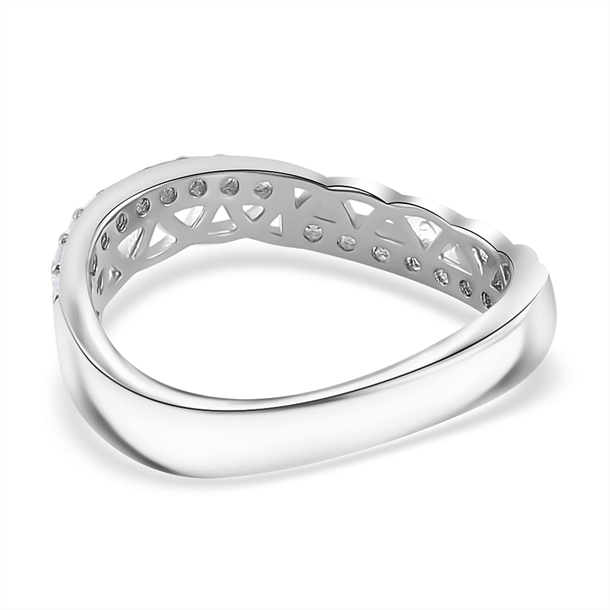 Simulated Diamond Ring in Silvertone (Size 10.0)