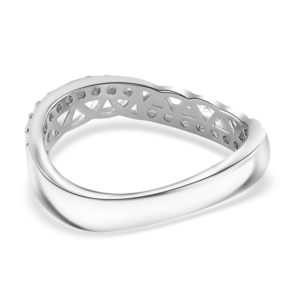 Simulated Diamond Ring in Silvertone (Size 10.0) image number 4