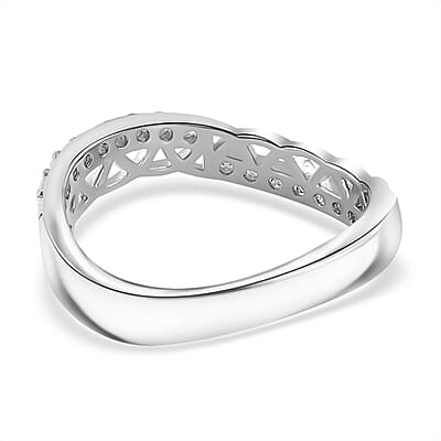Simulated Diamond Ring in Silvertone (Size 10.0)