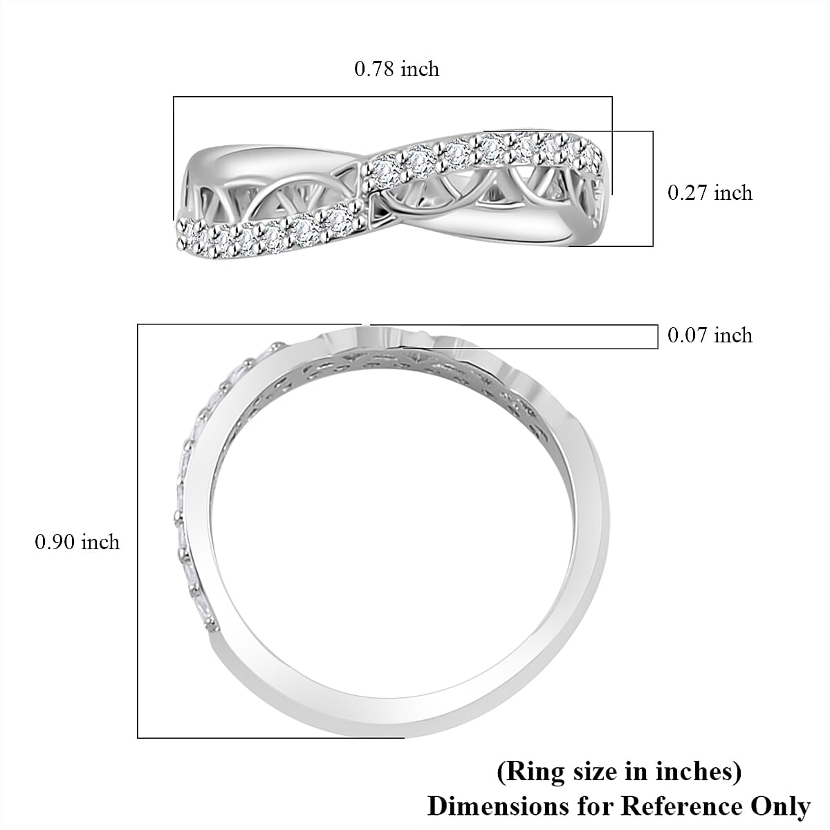Simulated Diamond Ring in Silvertone (Size 10.0)