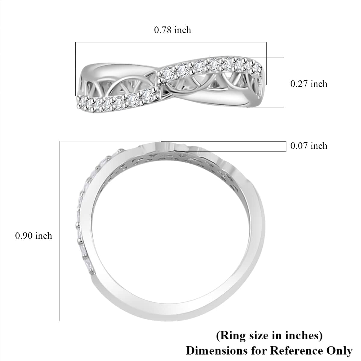 Simulated Diamond Ring in Silvertone (Size 10.0) image number 5