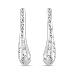 Simulated Diamond Earrings in Silvertone and Stainless Steel 0.40 ctw