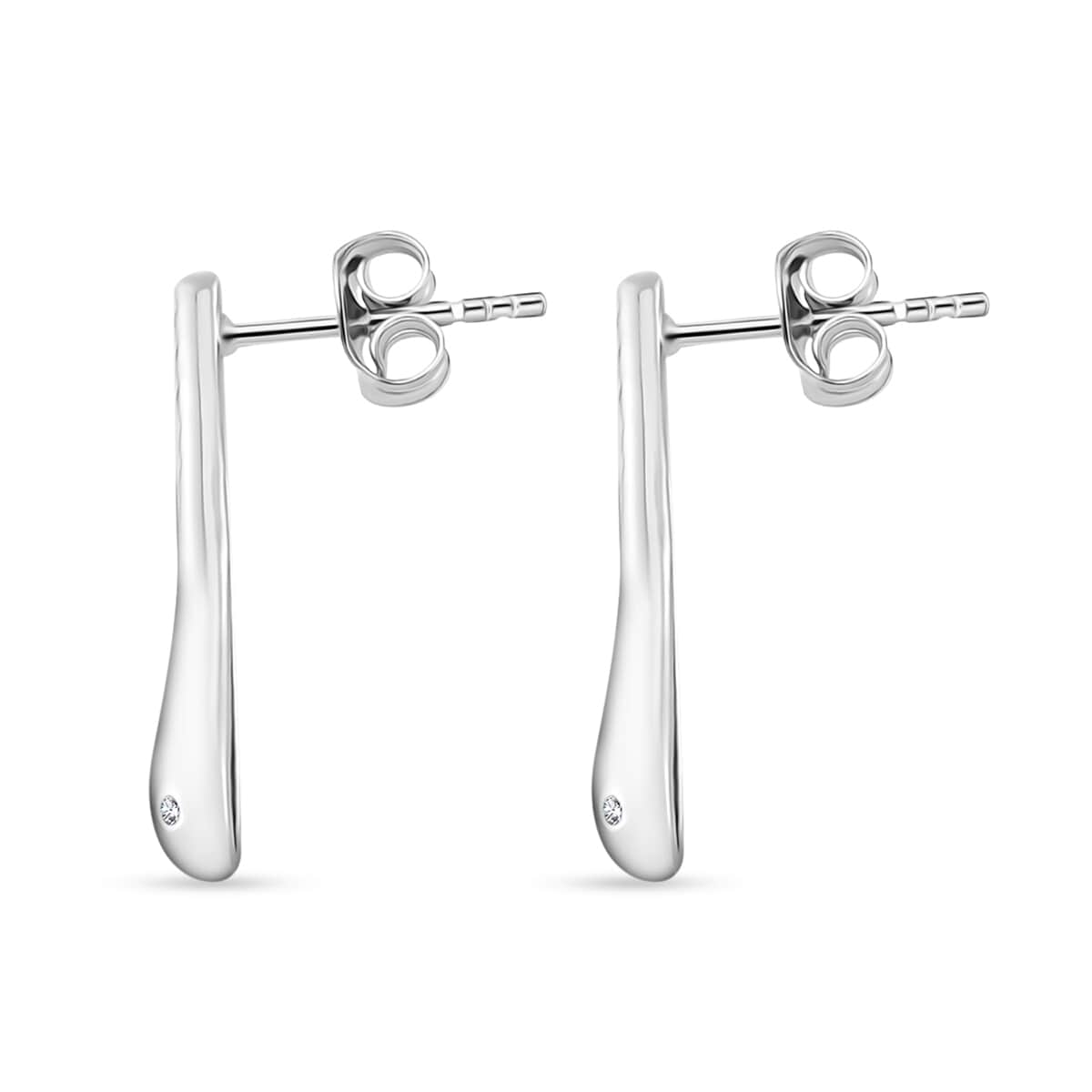 Simulated Diamond Earrings in Silvertone and Stainless Steel 0.40 ctw image number 3