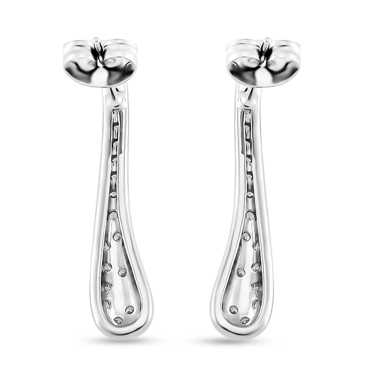 Simulated Diamond Earrings in Silvertone and Stainless Steel 0.40 ctw image number 4