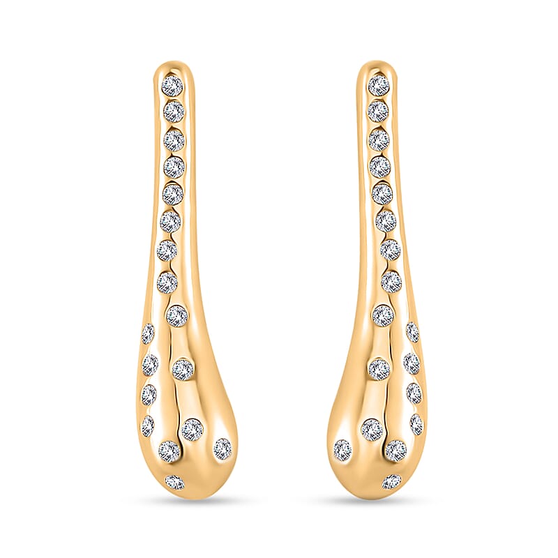 Simulated Diamond Earrings in Goldtone and Stainless Steel