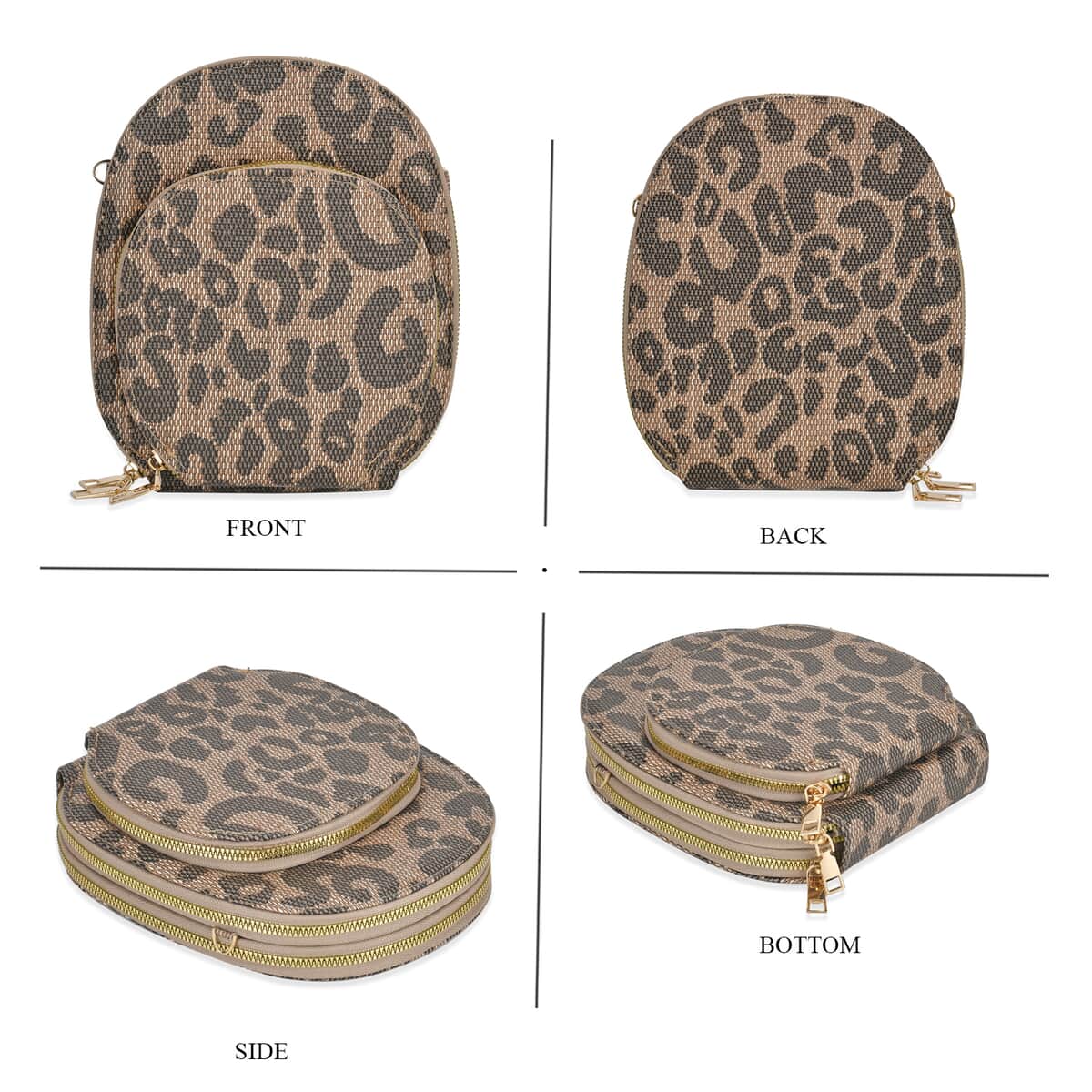 Coffee Leopard Faux Leather Crossbody Cell Phone Bag (7.9"x6.7"x2.8") with Long Strap image number 3