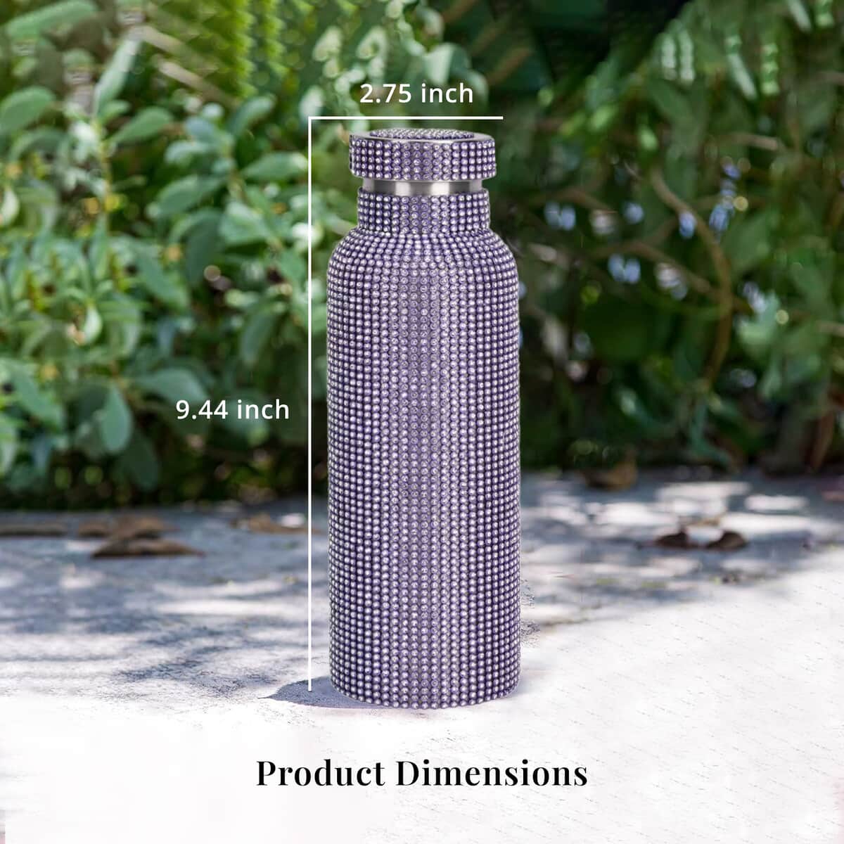 Doorbuster Purple Crystal Double Walled Stainless Steel Water Bottle with Detachable Chain Shoulder Strap 20oz image number 5