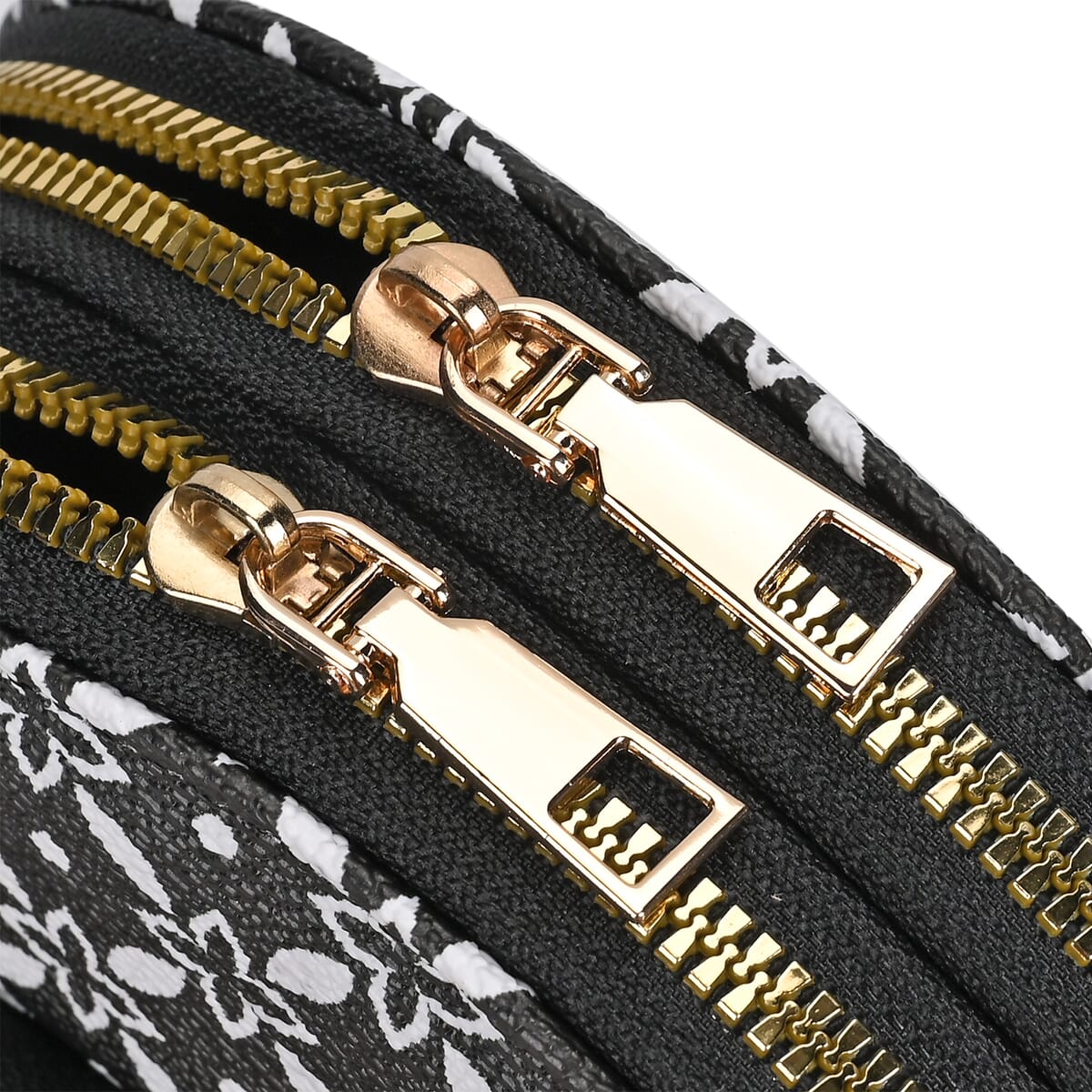 Black Four-Leaf Clover Print Faux Leather Crossbody Cell Phone Bag with Long Strap image number 3