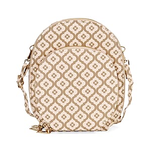 Beige Flower Faux Leather Crossbody Cell Phone Bag with Long Strap