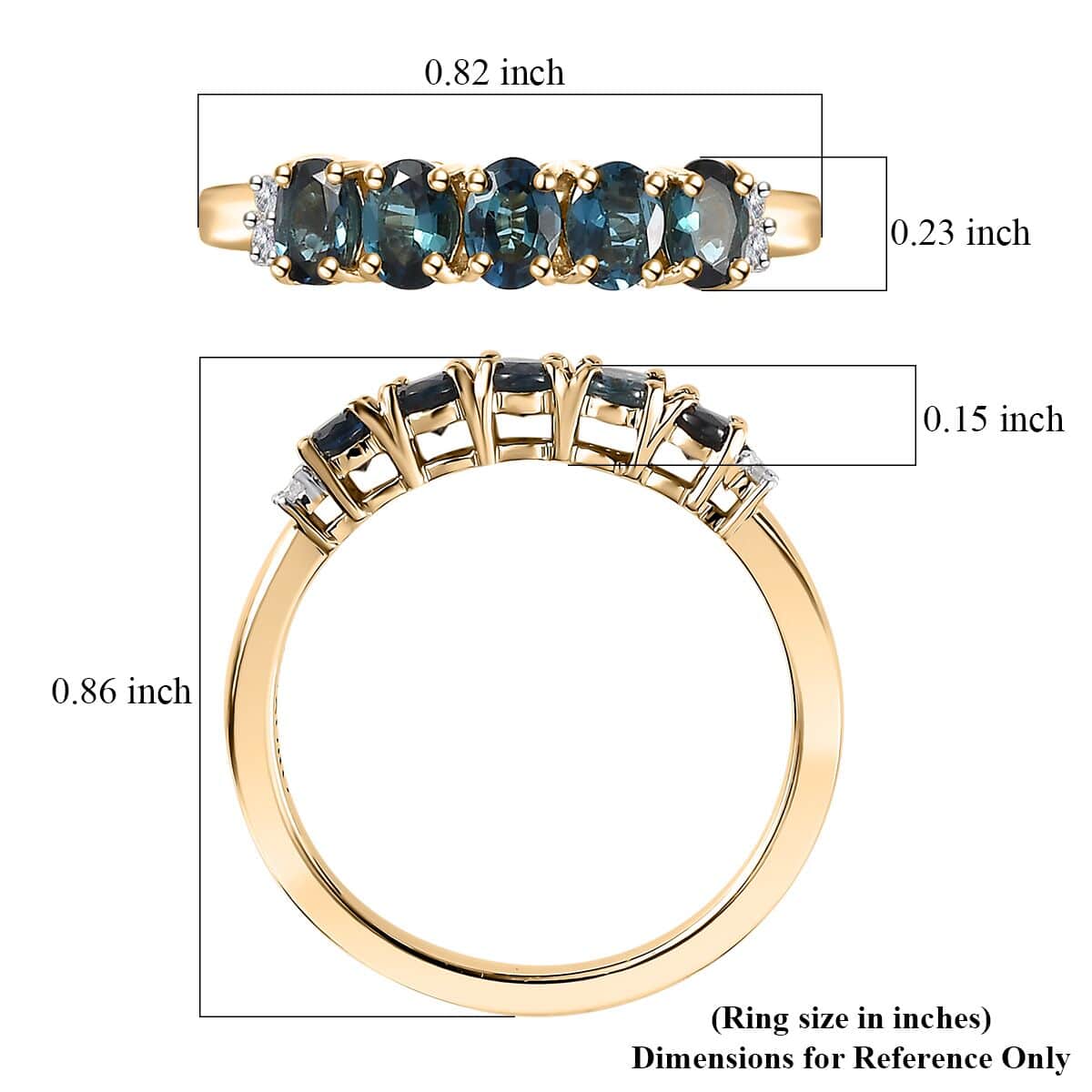 Luxoro 10K Yellow Gold Premium Monte Belo Indicolite, Diamond (I2) Ring (Size 6.0) 1.10 ctw image number 5