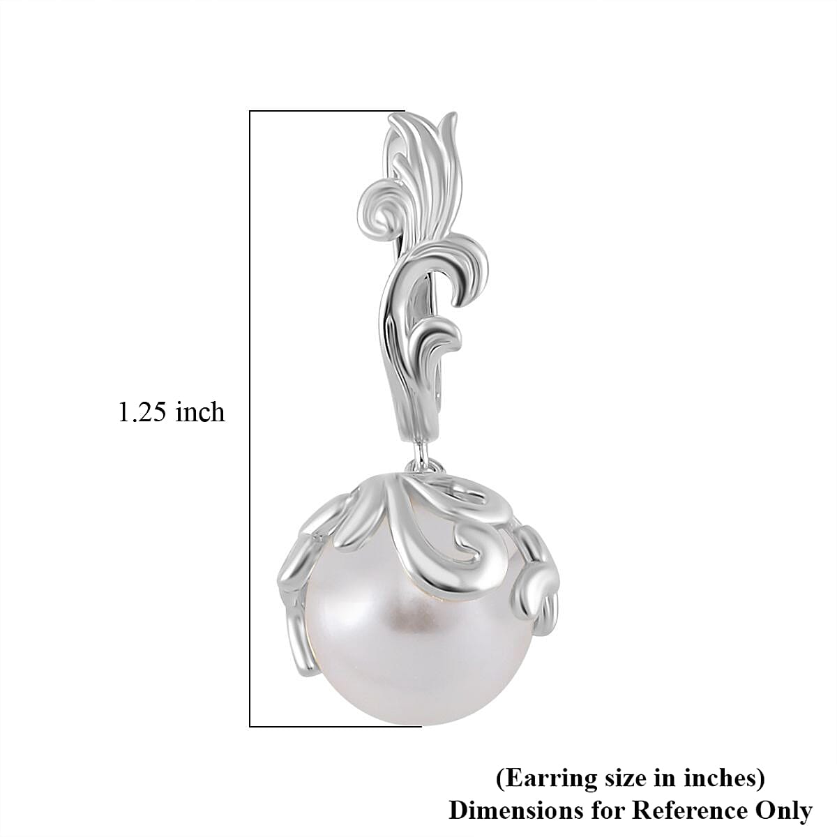 White Shell Pearl Earrings in Silvertone and Stainless Steel