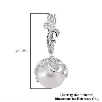 White Shell Pearl Earrings in Silvertone and Stainless Steel