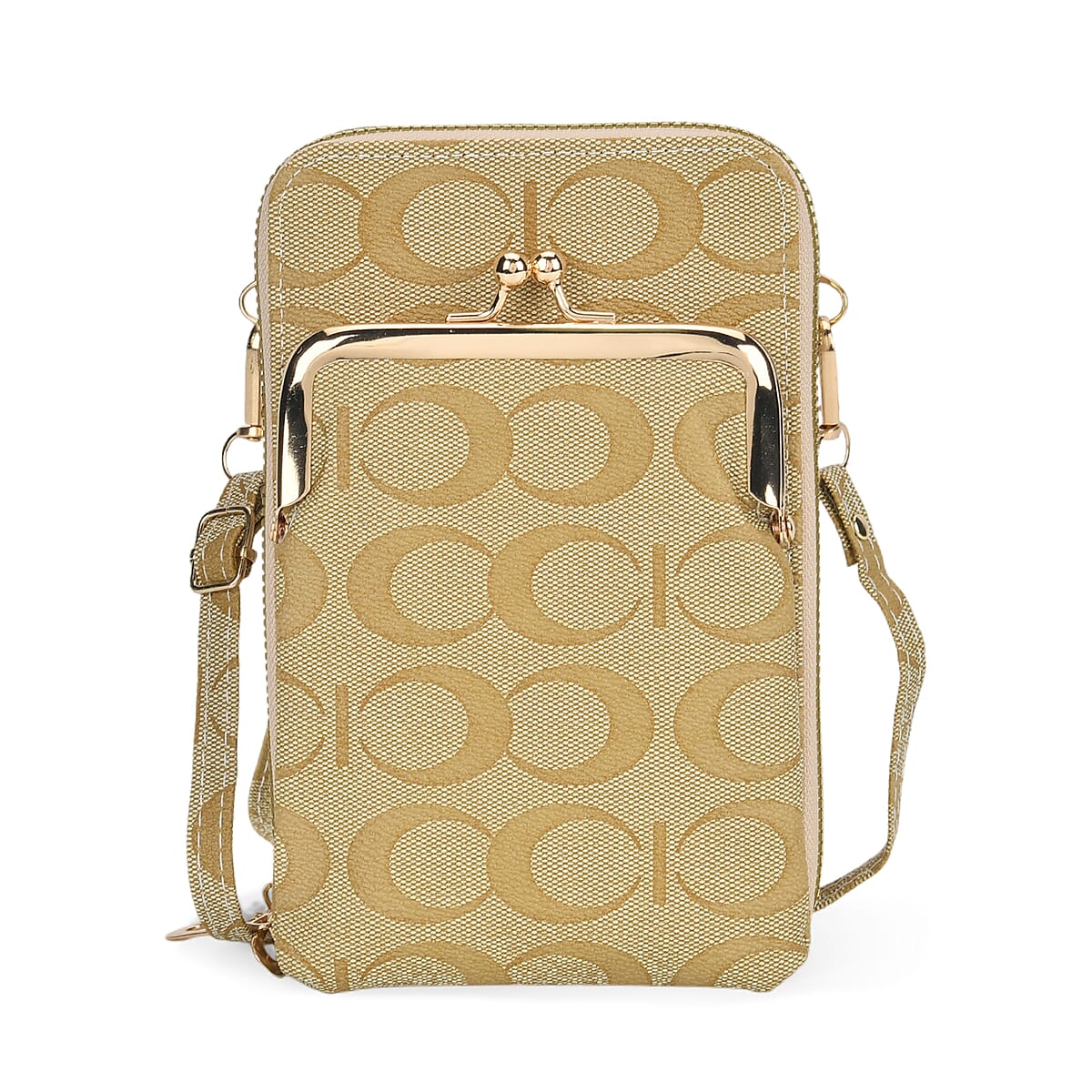 Warm Olive Faux Leather Crossbody Cell Phone Bag image number 0