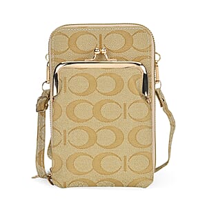 Warm Olive Faux Leather Crossbody Cell Phone Bag