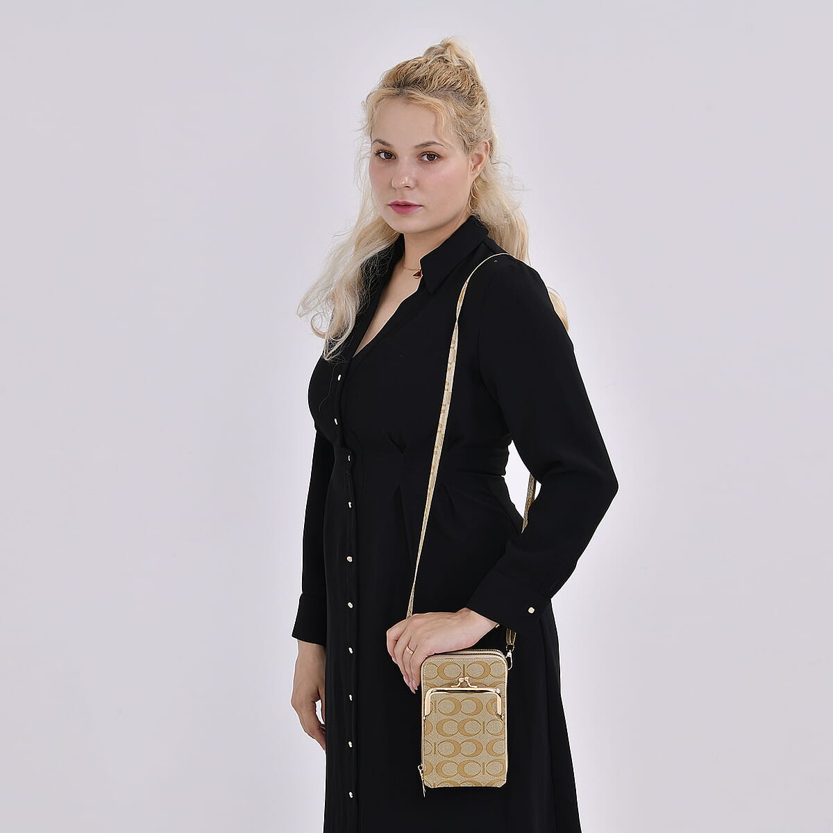 Warm Olive Faux Leather Crossbody Cell Phone Bag image number 1