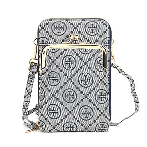 Blue Faux Leather Crossbody Cell Phone Bag