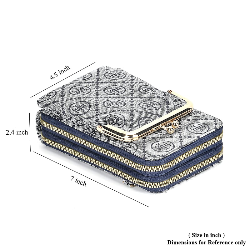Blue Faux Leather Crossbody Cell Phone Bag