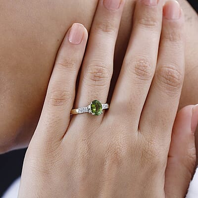 Luxoro AAA Natural Arikanga Green Tourmaline and G-H I2 Diamond 1.35 ctw Ring in 14K Green Gold (Size 10.0)