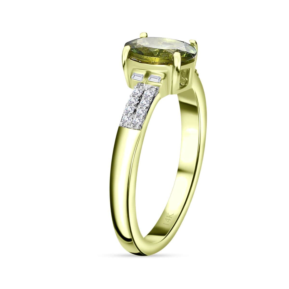 Luxoro 14K Green Gold AAA Natural Arikanga Tourmaline and G-H I2 Diamond Ring (Size 10.0) 1.25 ctw image number 3