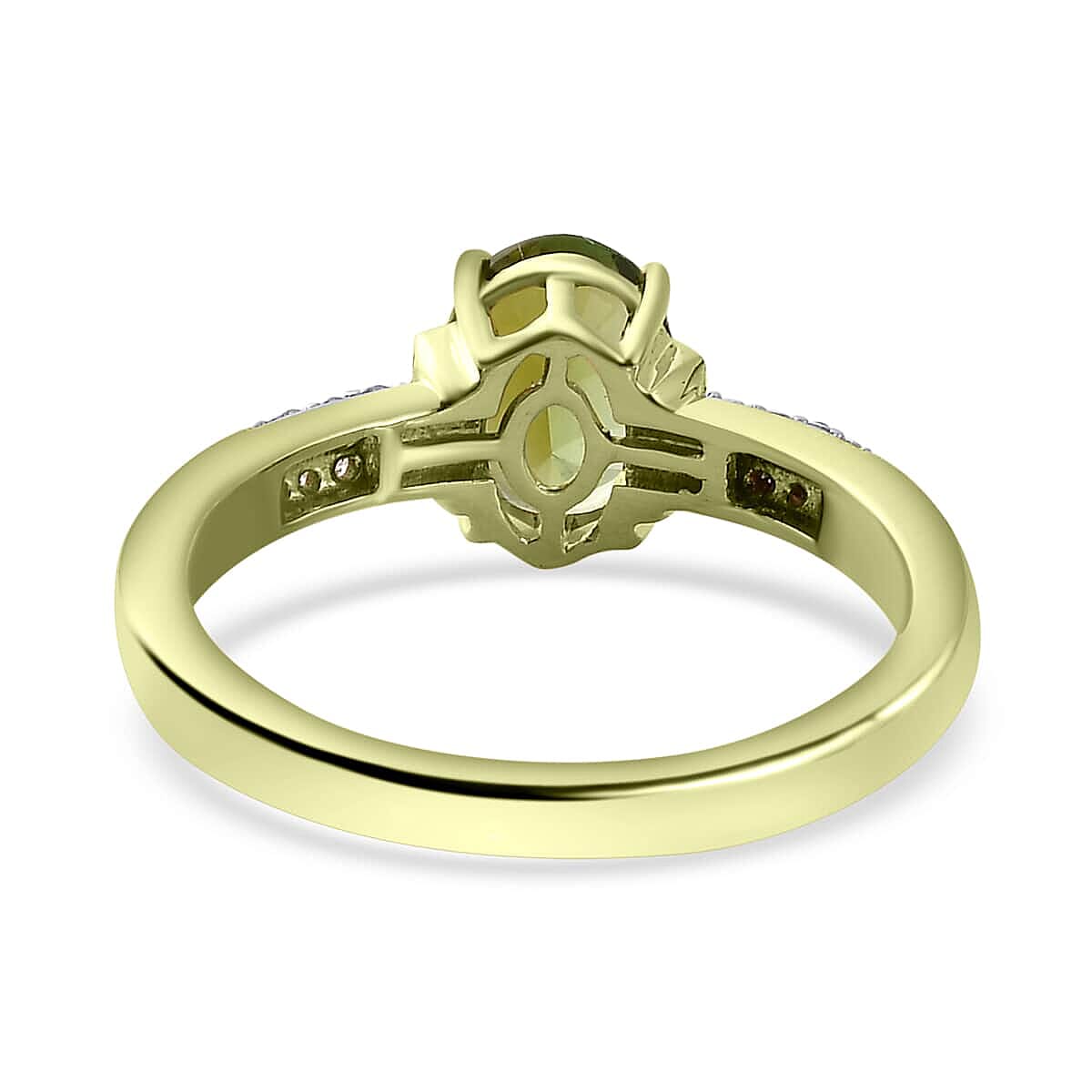 Luxoro AAA Natural Arikanga Green Tourmaline and G-H I2 Diamond 1.35 ctw Ring in 14K Green Gold (Size 10.0)
