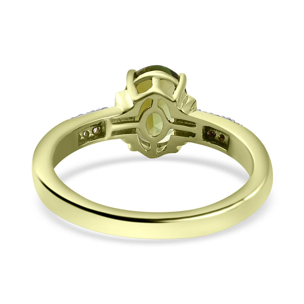 Luxoro 14K Green Gold AAA Natural Calabar Green Tourmaline, Diamond (G-H, I2) Ring (Size 10.0) 1.25 ctw image number 4